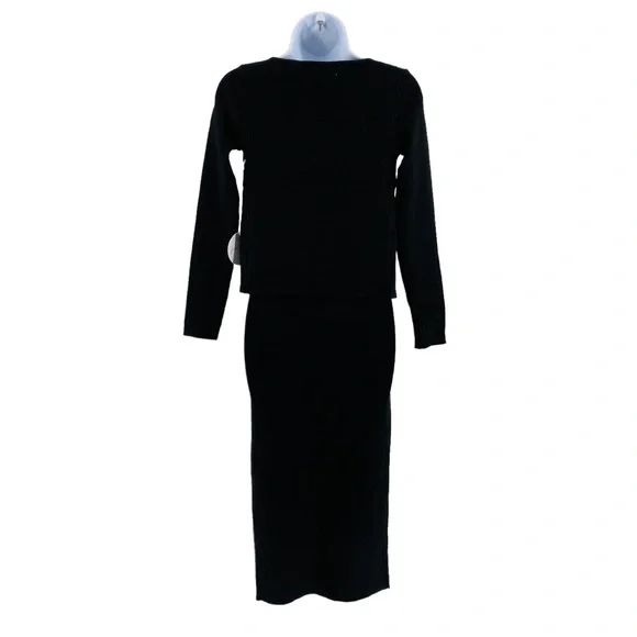 Petal & Pup NEW Luna 3 Piece Knitted Set Black Sweater Midi Dress Size XS - Picture 10 of 14